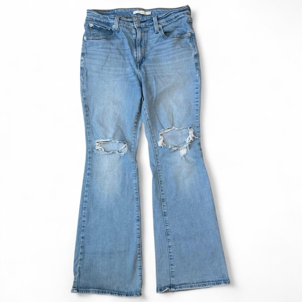 Levi's 726 Light Wash Blue Flare Jeans Women's Size 28 Distressed Boho Denim Y2K